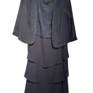 Elegant Navy Layered Midi Dress